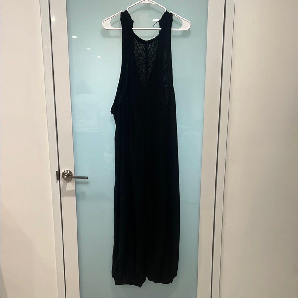 Free People Black Waffle Jumpsuit.